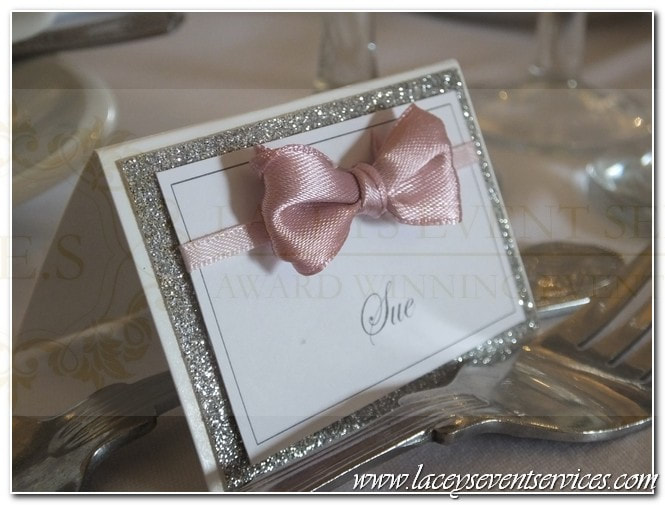 Grey pocketfold invitation with dior bow and buckle